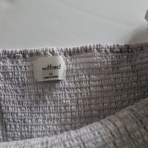 Wilfred Linen Tempest Dress Light Birch Grey Size XS Smocked Organic Aritzia - Picture 6 of 7